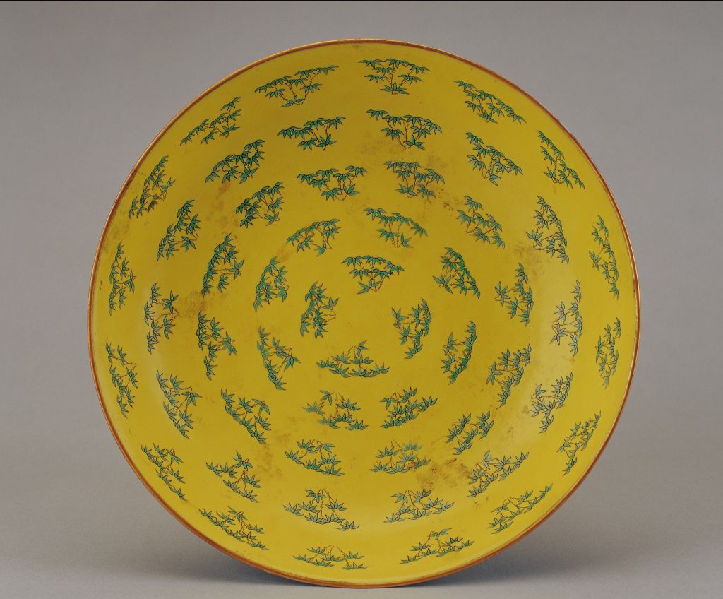 图片[2]-Yellow ground pastel colored bamboo pattern plate-China Archive